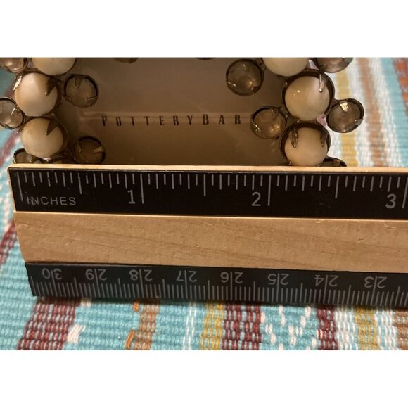 Pottery Barn Jeweled Mini Picture Frame Round 2.5 Inch‎ NEW Shabby Chic Boho - Picture 3 of 3